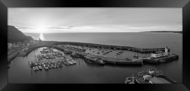 Scarborough Lighthouse Black and White Framed Print by Apollo Aerial Photography
