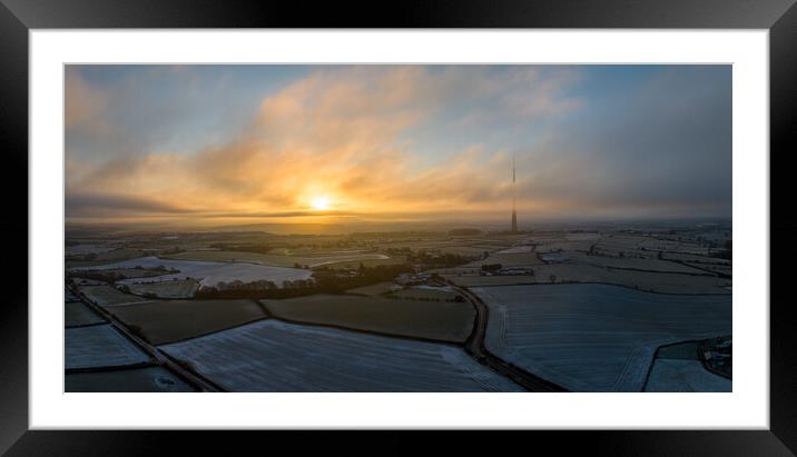 Emley Moor Winters Morning Framed Mounted Print by Apollo Aerial Photography