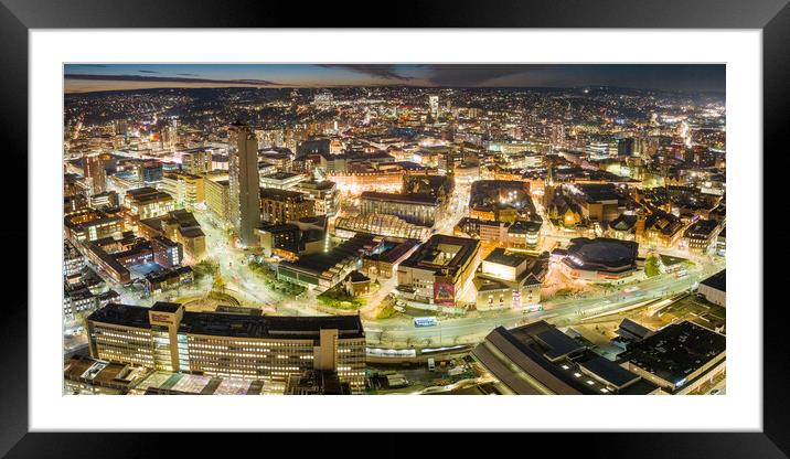 Sheffield at Night Framed Mounted Print by Apollo Aerial Photography