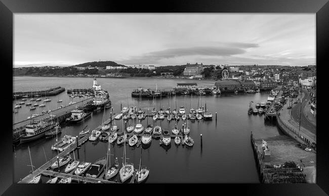 Scarborough Marina Black and White Framed Print by Apollo Aerial Photography