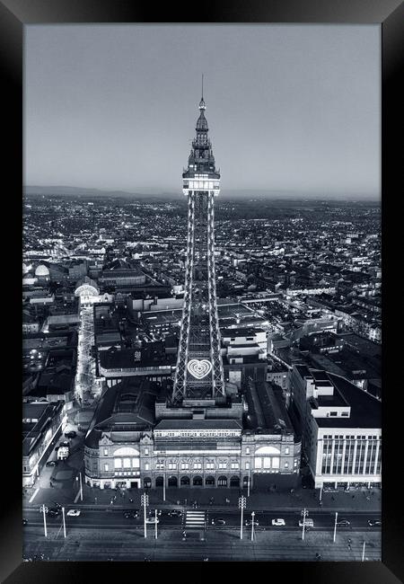 Blackpool Tower Mono Framed Print by Apollo Aerial Photography