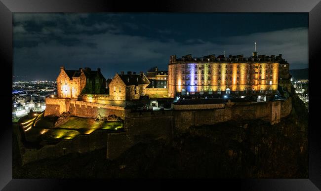 Edinburgh Castle at Night Framed Print by Apollo Aerial Photography