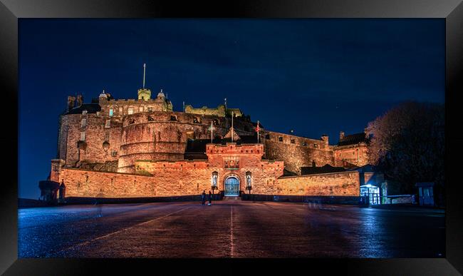 Edinburgh Castle at Night Framed Print by Apollo Aerial Photography