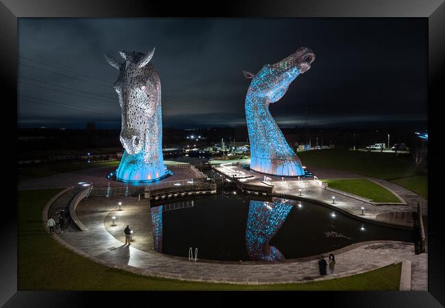 The Kelpies in Blue Framed Print by Apollo Aerial Photography