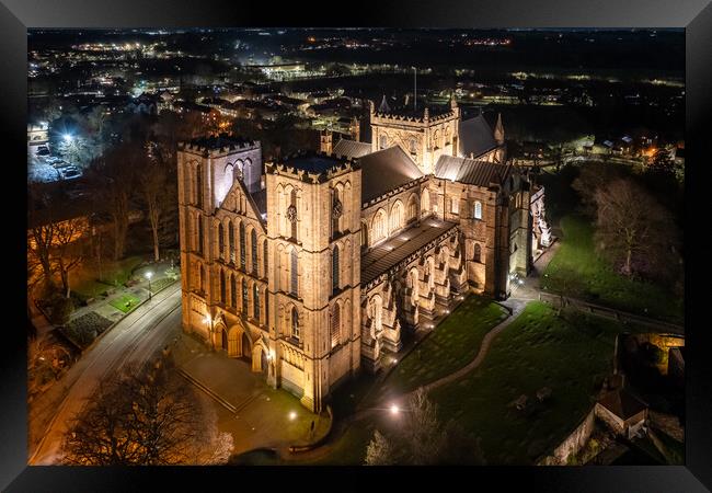 Ripon Cathedral at Night Framed Print by Apollo Aerial Photography