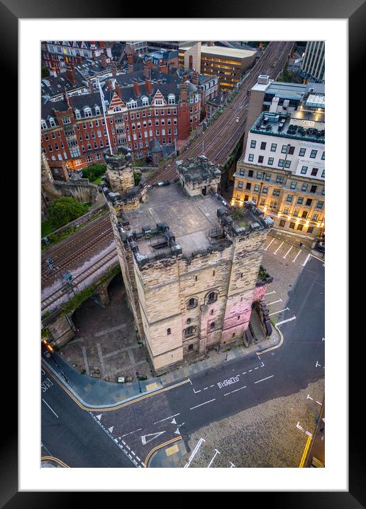 Castle Keep Newcastle Framed Mounted Print by Apollo Aerial Photography