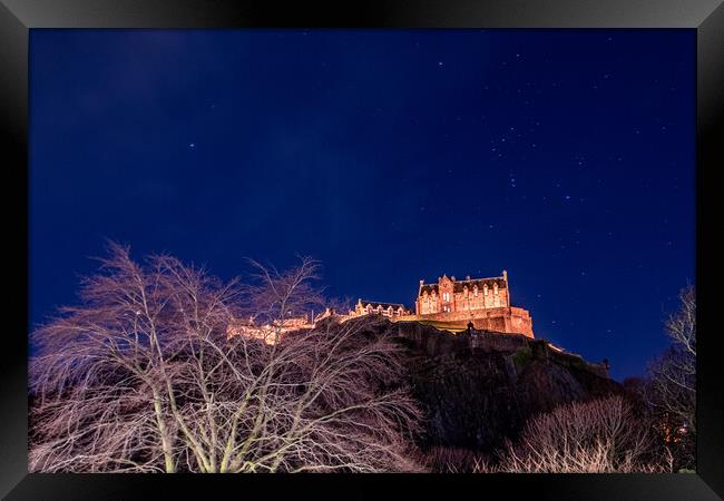 Edinburgh Castle Starry Night Framed Print by Apollo Aerial Photography