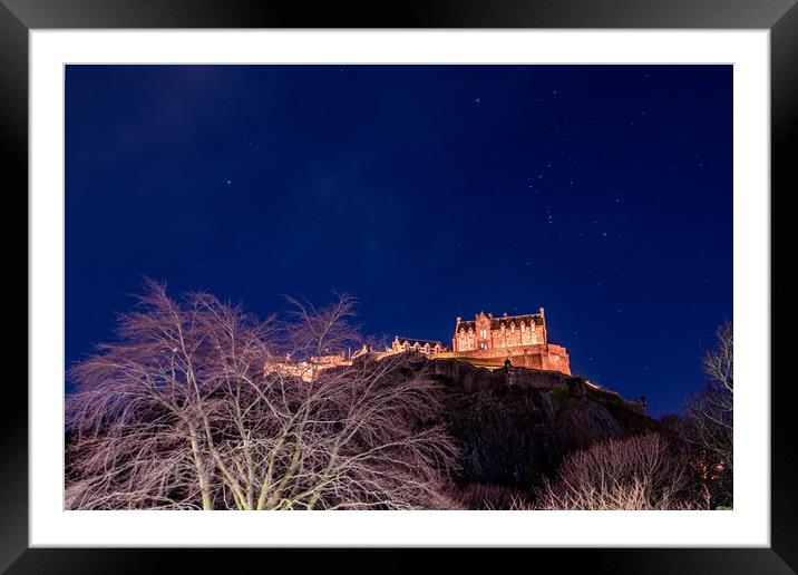 Edinburgh Castle Starry Night Framed Mounted Print by Apollo Aerial Photography
