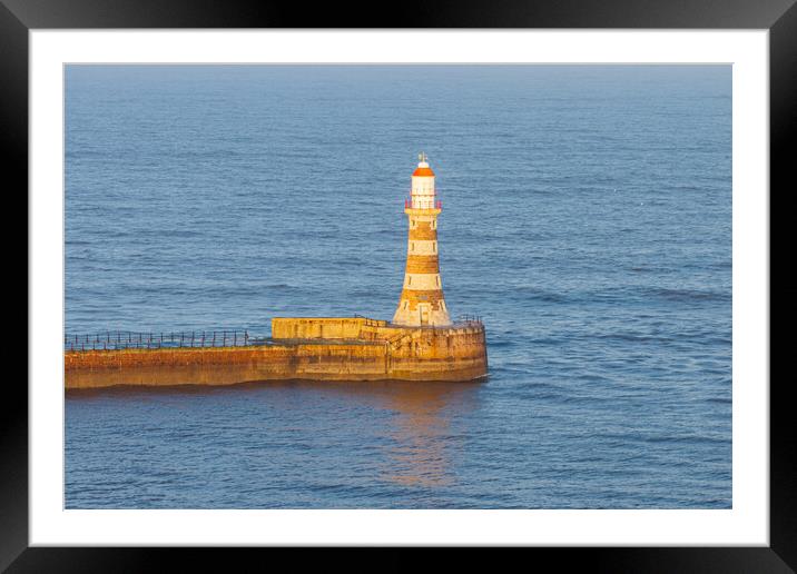 Roker Lighthouse Framed Mounted Print by Apollo Aerial Photography
