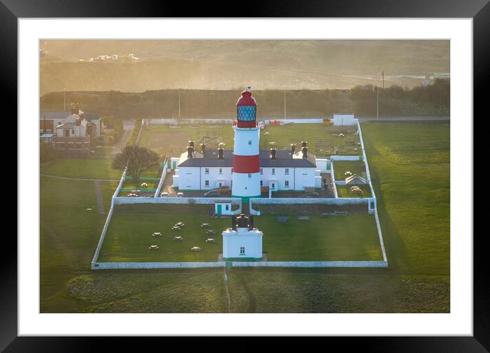 Souter Lighthouse and the Leas Framed Mounted Print by Apollo Aerial Photography