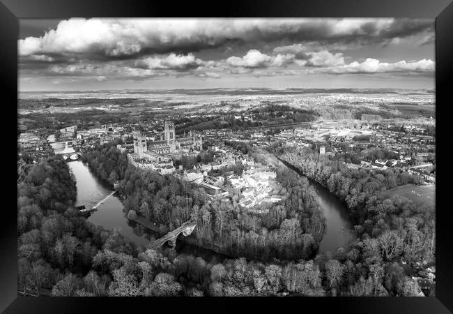 Durham Cathedral Black and White Framed Print by Apollo Aerial Photography