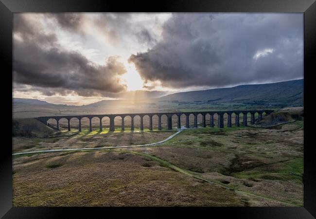 Ribblehead Viaduct Rays of Light Framed Print by Apollo Aerial Photography
