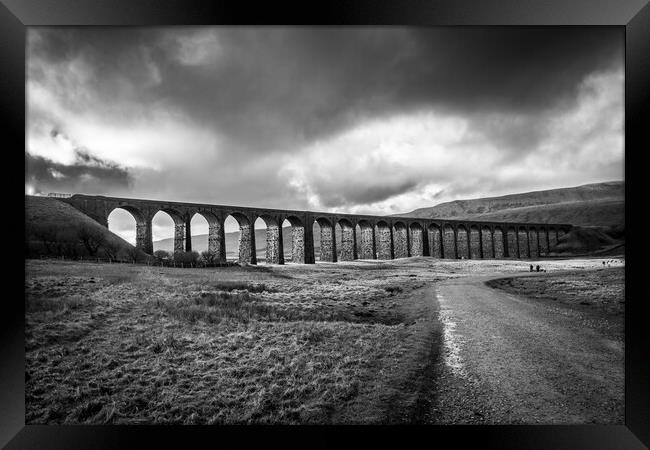 Ribblehead Viaduct Black and White Framed Print by Apollo Aerial Photography