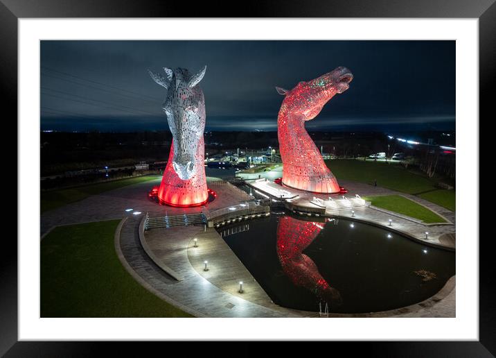 The Kelpies Falkirk Framed Mounted Print by Apollo Aerial Photography