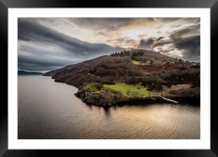 Urquhart Castle Sunset Framed Mounted Print by Apollo Aerial Photography