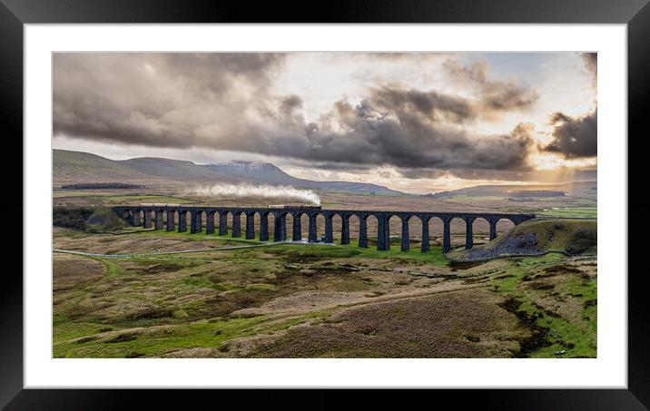 Ribblehead Viaduct Steam Train Framed Mounted Print by Apollo Aerial Photography