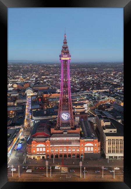 Blackpool Tower Lights Framed Print by Apollo Aerial Photography
