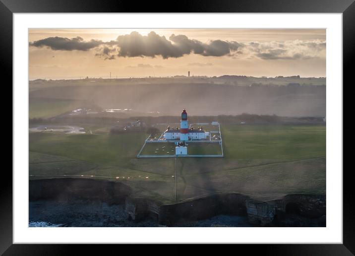 Souter Lighthouse Sunset Framed Mounted Print by Apollo Aerial Photography
