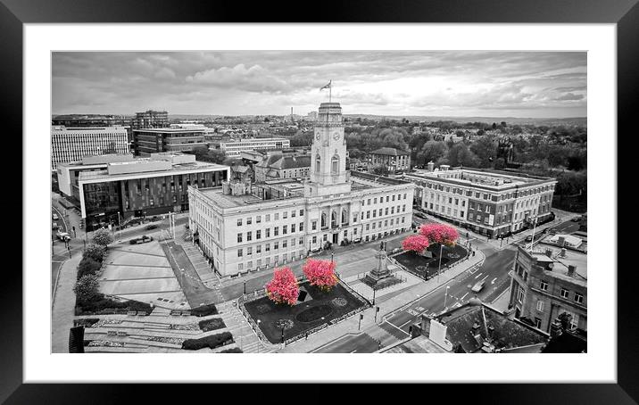 Barnsley Town Hall Blossom Framed Mounted Print by Apollo Aerial Photography