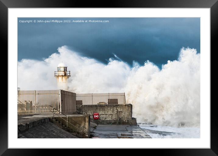 Storm Surge South gare Framed Mounted Print by John-paul Phillippe