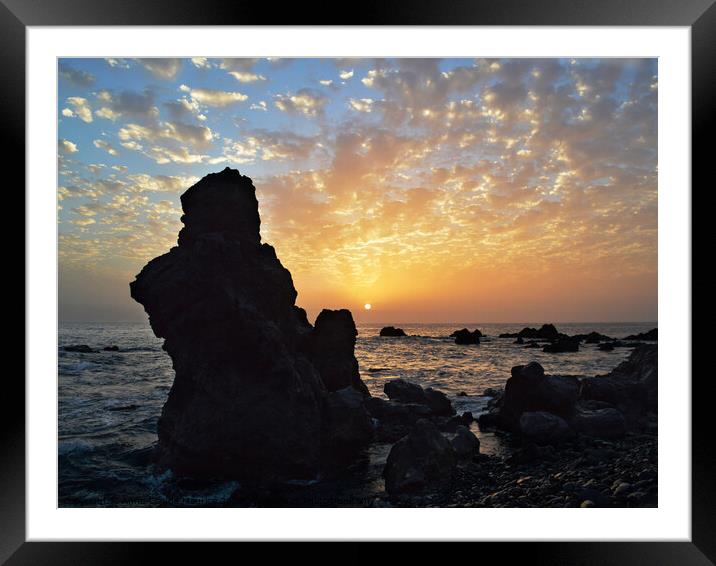 Sunset on the canarian west coast Framed Mounted Print by Anne-Claude Maurice