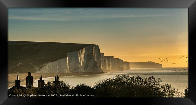 The start of a new day at the famous Seven Sisters Framed Print by Sophie Lawrence