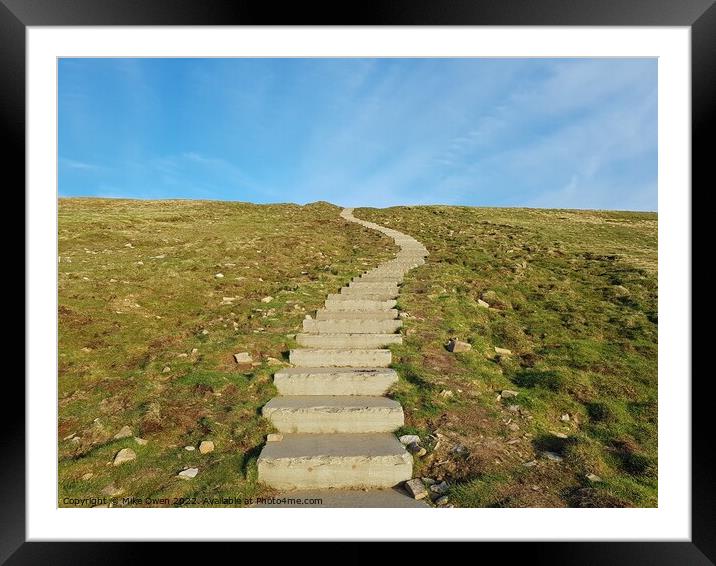 Stone steps leading up Pen-y-Ghent Framed Mounted Print by Mike Owen