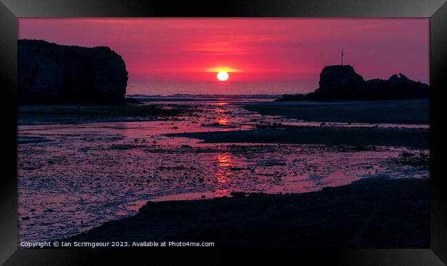 Perranporth Sunset Framed Print by Ian Scrimgeour