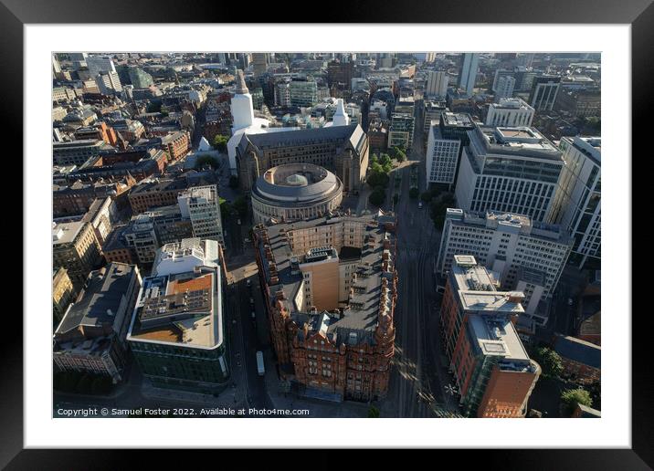 Manchester City Centre Drone Aerial View Above Building Work Sky Framed Mounted Print by Samuel Foster