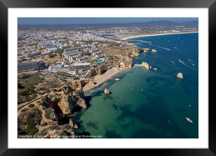 Ponta da Piedade with over rocks near Lagos in Algarve, Portugal Framed Mounted Print by Samuel Foster