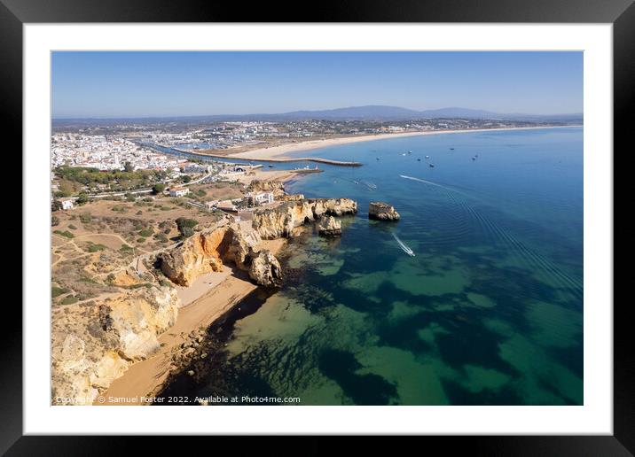 Ponta da Piedade with over rocks near Lagos in Algarve, Portugal Framed Mounted Print by Samuel Foster