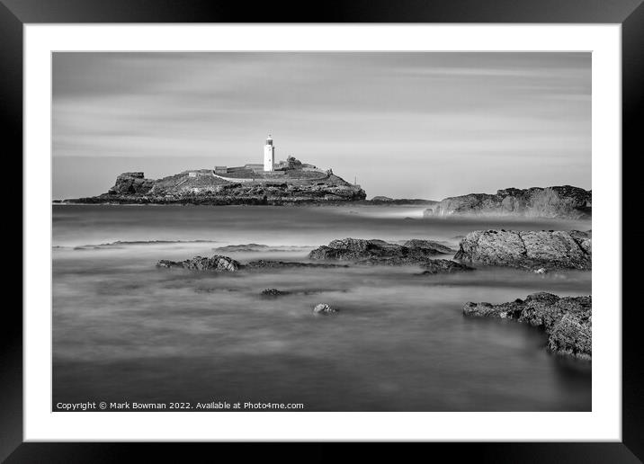 Godrevy Lighthouse Framed Mounted Print by Mark Bowman