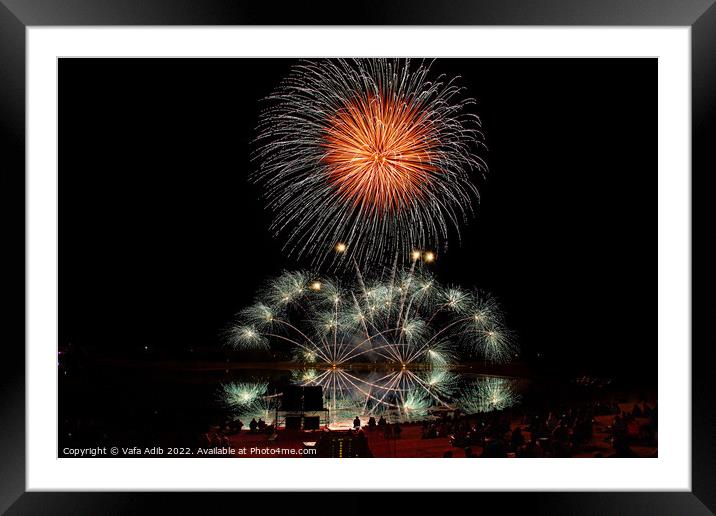 Fireworks Framed Mounted Print by Vafa Adib