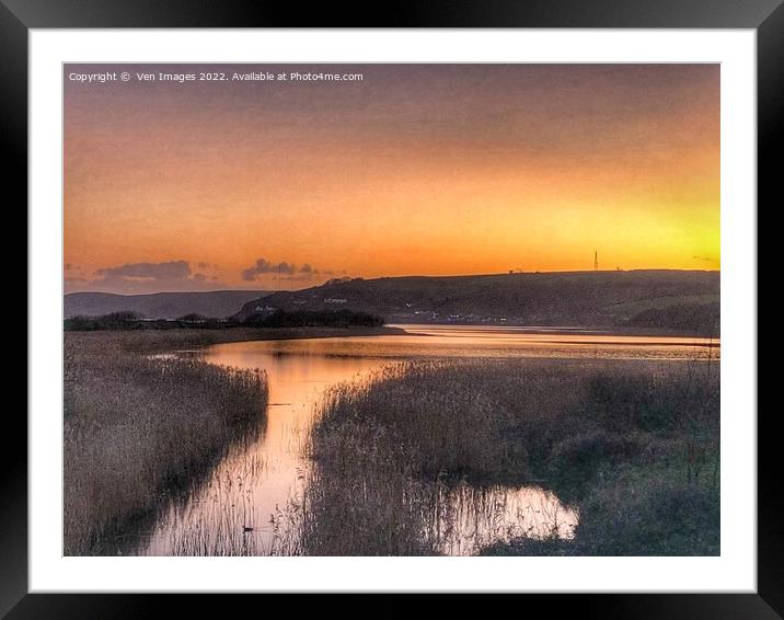 Sunset over Slapton Ley Nature Reserve Framed Mounted Print by  Ven Images