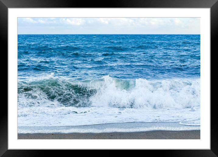 Seascape with Crashing Waves Framed Mounted Print by Adrian Burgess
