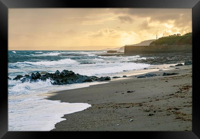 Porthleven Beach, Cornwall Framed Print by Adrian Burgess