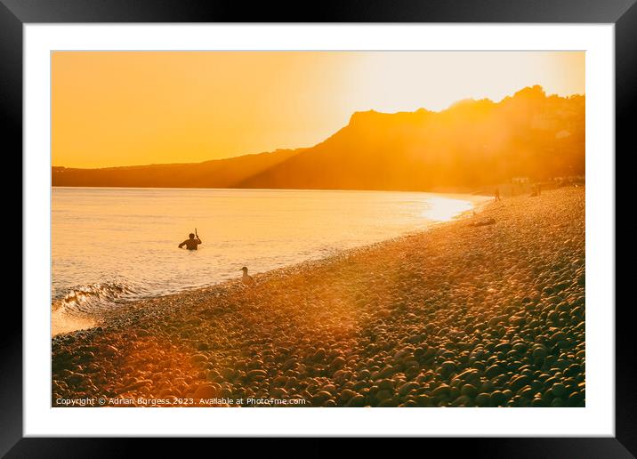 Golden Selfie by the Sea Framed Mounted Print by Adrian Burgess