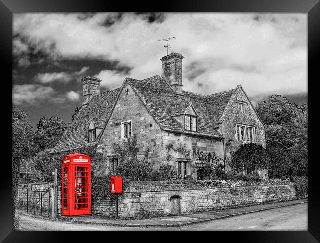 Cotswolds Stanton Phone Box Framed Print by Zenith Photography