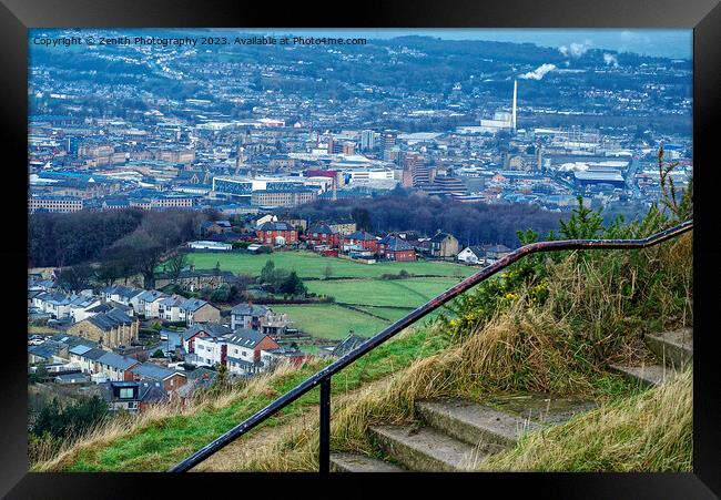 Huddersfield Town From Castle Hill Framed Print by Zenith Photography