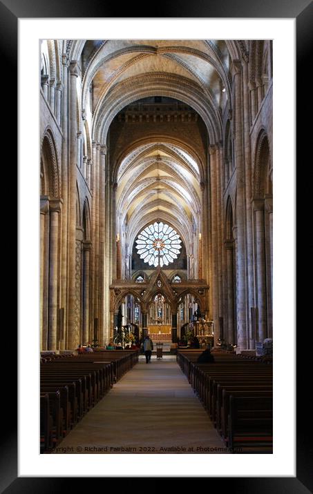 Inside Durham Cathedral Framed Mounted Print by Richard Fairbairn