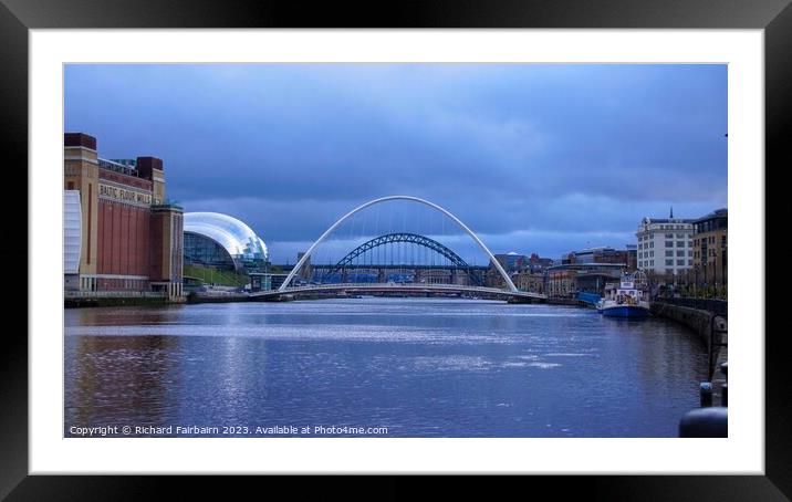 Tyneside Bridges Framed Mounted Print by Richard Fairbairn