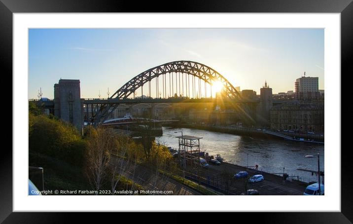Tyne Bridge at Sunset Framed Mounted Print by Richard Fairbairn