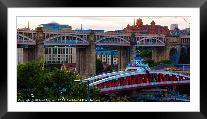 Tyneside Bridges Framed Mounted Print by Richard Fairbairn