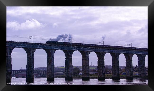 Viaduct With The Flying Scotsman Framed Print by Richard Fairbairn