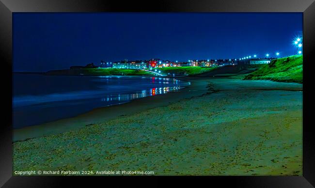 Tynemouth Longsands at Night Framed Print by Richard Fairbairn