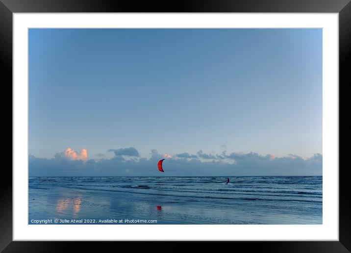 Kitesurfer at Camber  Framed Mounted Print by Julie Atwal