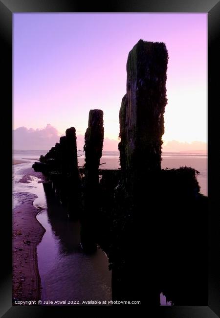 Purple sunset at Camber beach Framed Print by Julie Atwal