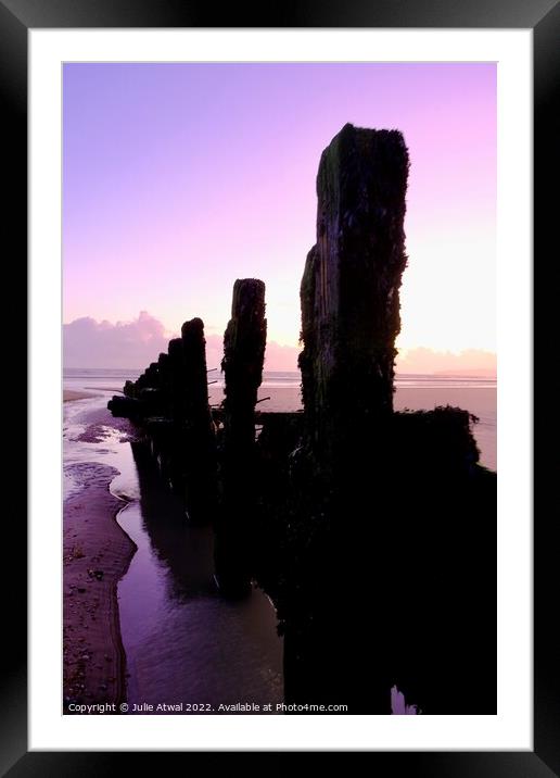 Purple sunset at Camber beach Framed Mounted Print by Julie Atwal