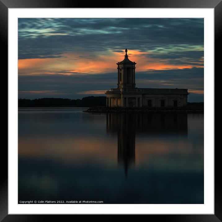 Rutland Water - Normanton Church at Blue Hour Framed Mounted Print by Colin Flatters