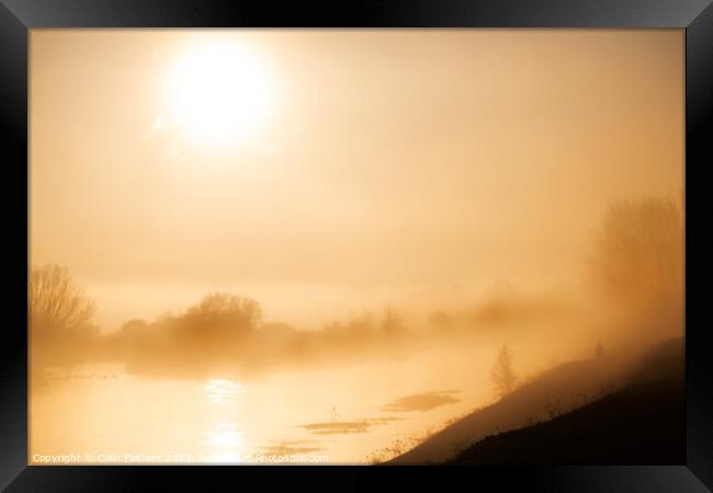 Lone Figure in the mist - Deeping Lakes, River Wel Framed Print by Colin Flatters